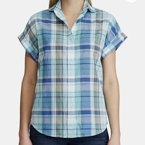 CHAPS 100% Cotton Plaid Button-Up Shirt Size Small, New With Tags
